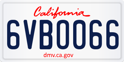 CA license plate 6VBO066