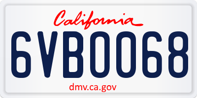 CA license plate 6VBO068