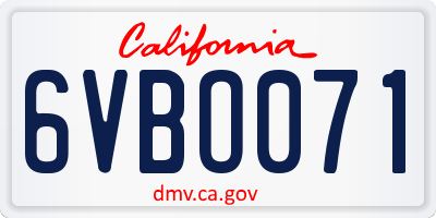 CA license plate 6VBO071