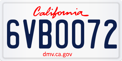CA license plate 6VBO072