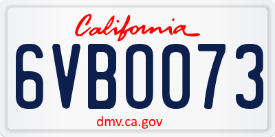 CA license plate 6VBO073