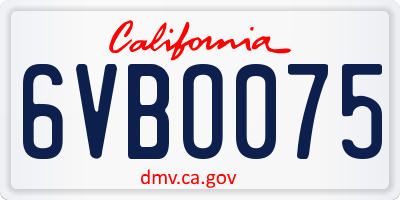 CA license plate 6VBO075