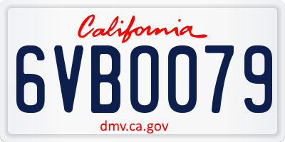 CA license plate 6VBO079