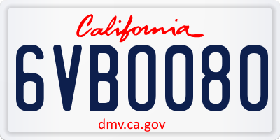 CA license plate 6VBO080