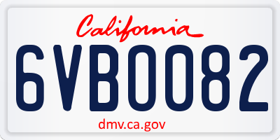 CA license plate 6VBO082