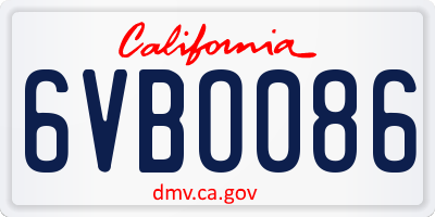CA license plate 6VBO086
