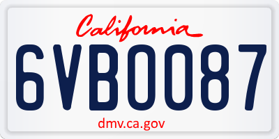 CA license plate 6VBO087