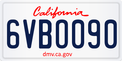 CA license plate 6VBO090