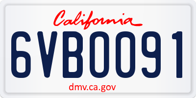 CA license plate 6VBO091