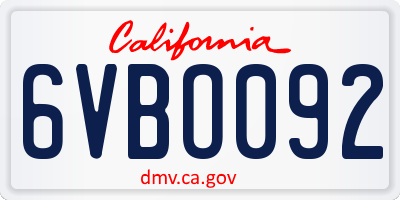 CA license plate 6VBO092