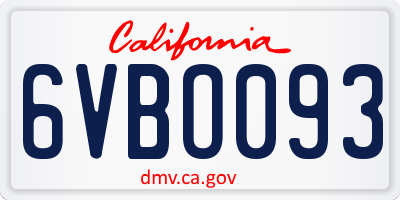 CA license plate 6VBO093