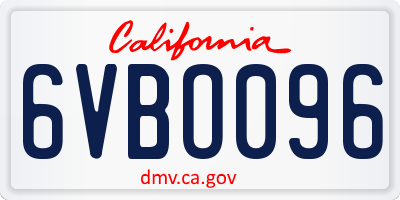CA license plate 6VBO096