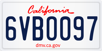 CA license plate 6VBO097