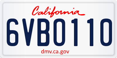 CA license plate 6VBO110