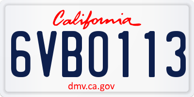 CA license plate 6VBO113