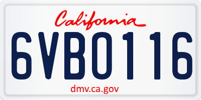 CA license plate 6VBO116