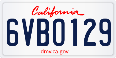 CA license plate 6VBO129