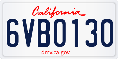 CA license plate 6VBO130