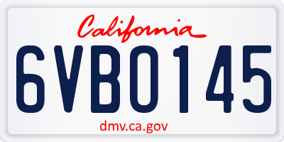 CA license plate 6VBO145