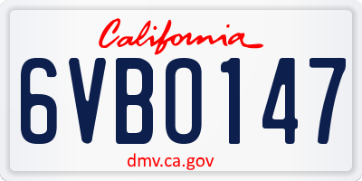 CA license plate 6VBO147