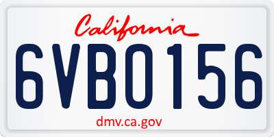 CA license plate 6VBO156