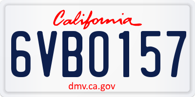 CA license plate 6VBO157