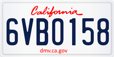 CA license plate 6VBO158