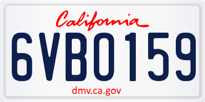 CA license plate 6VBO159