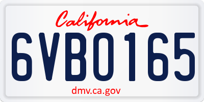 CA license plate 6VBO165