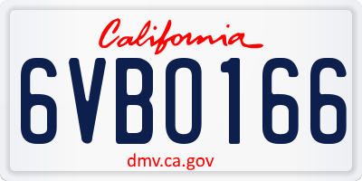 CA license plate 6VBO166