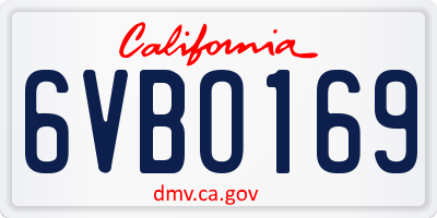 CA license plate 6VBO169