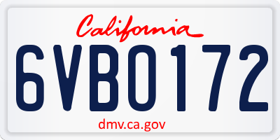 CA license plate 6VBO172