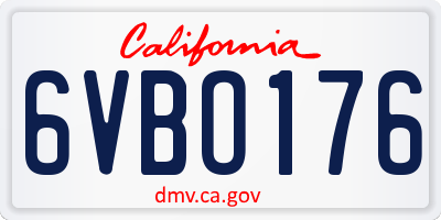 CA license plate 6VBO176