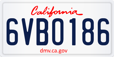 CA license plate 6VBO186