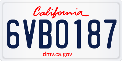 CA license plate 6VBO187
