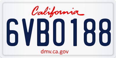 CA license plate 6VBO188