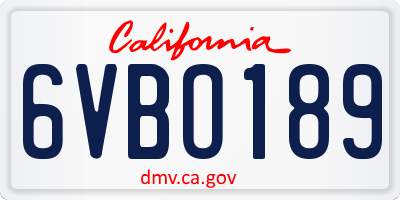 CA license plate 6VBO189