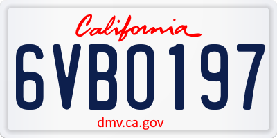 CA license plate 6VBO197