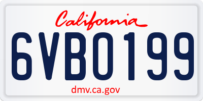 CA license plate 6VBO199