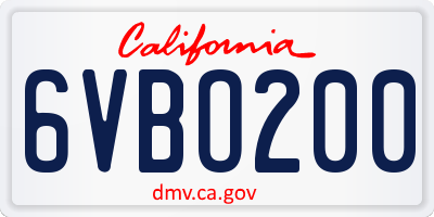 CA license plate 6VBO200