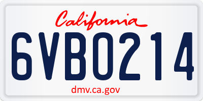 CA license plate 6VBO214