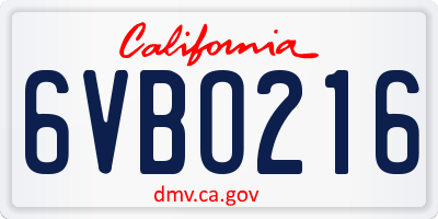 CA license plate 6VBO216