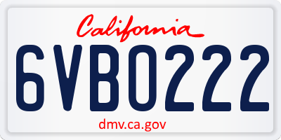 CA license plate 6VBO222