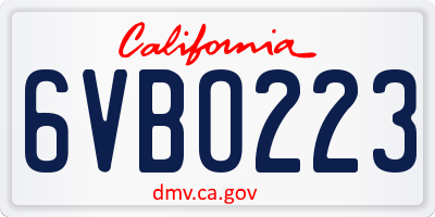 CA license plate 6VBO223