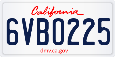 CA license plate 6VBO225