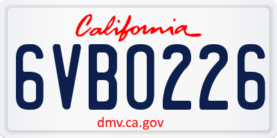 CA license plate 6VBO226