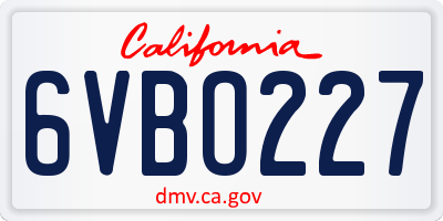 CA license plate 6VBO227