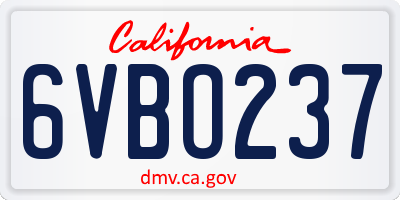 CA license plate 6VBO237
