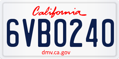 CA license plate 6VBO240