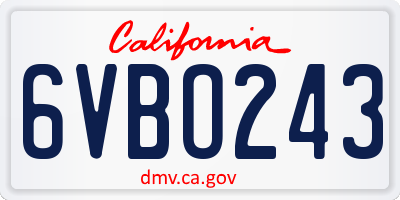 CA license plate 6VBO243